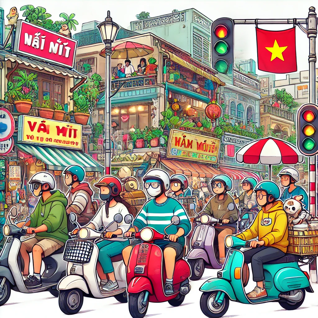 The busy streets of Hanoi, Vietnam. 