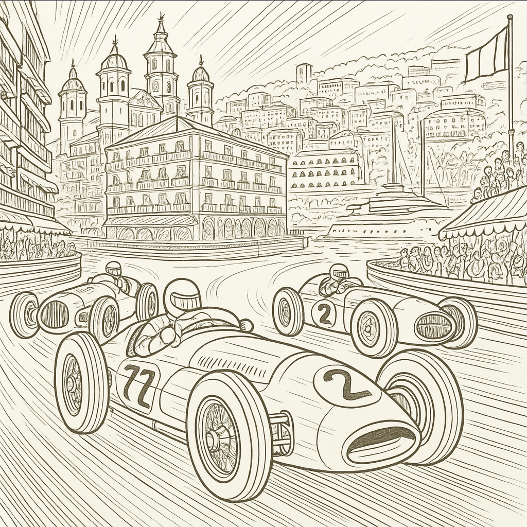 Captain PillowBelly attending the Classic Car Grand Prix in Monaco - Free Coloring Book Download 