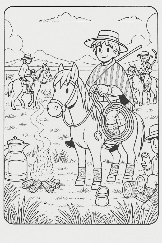 Gauchos in Argentina - Captain PillowBelly Coloring Book