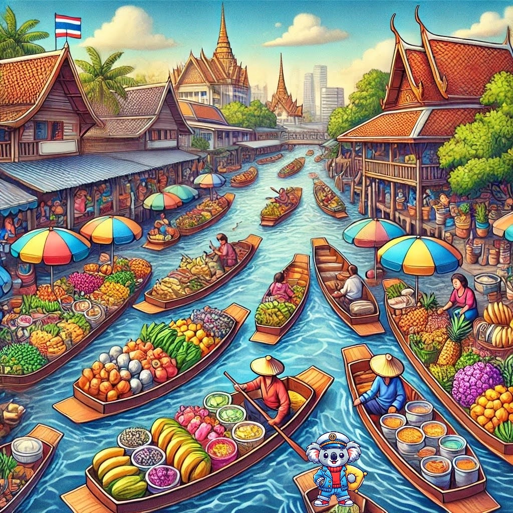 Captain PillowBelly visits a floating market in Bangkok 