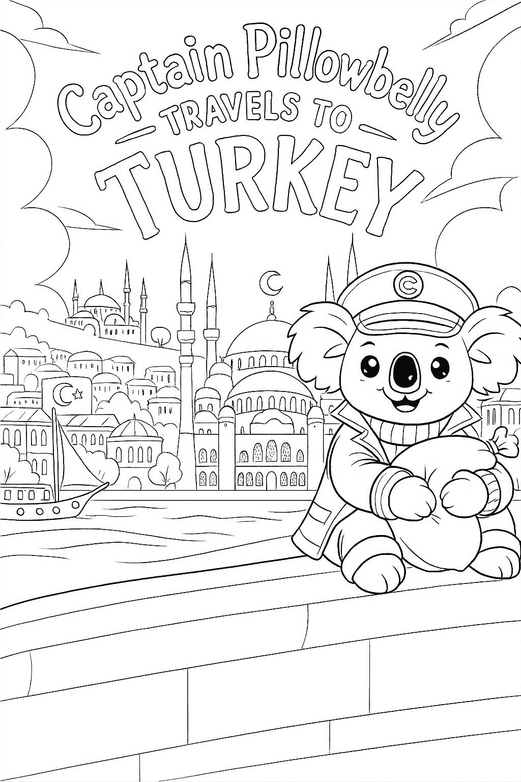 Captain PillowBelly Travels to Turkey - Coloring Book